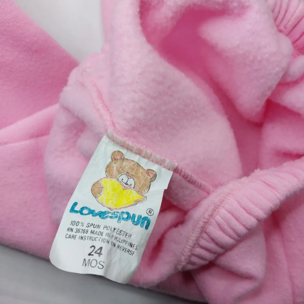 Vintage 80/90s Lovespun 24 Months Sweat Shirt Pant Outfit bunny rabbits Pink - Picture 10 of 10